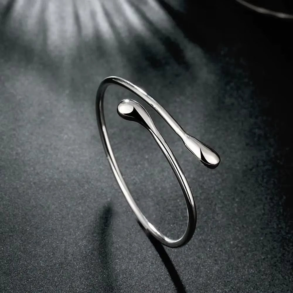 Charm 925 Sterling Silver Bracelets for Women Fine Water Droplets Bangles Lady Fashion Wedding Party Christmas Gift Jewelry