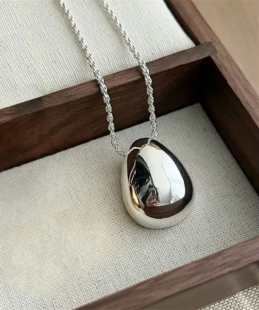 Fashion Jewelry Simple Delicate Design Smooth Metal Teardrop Pendant Necklace for Women Female Party Gift Dropshipping