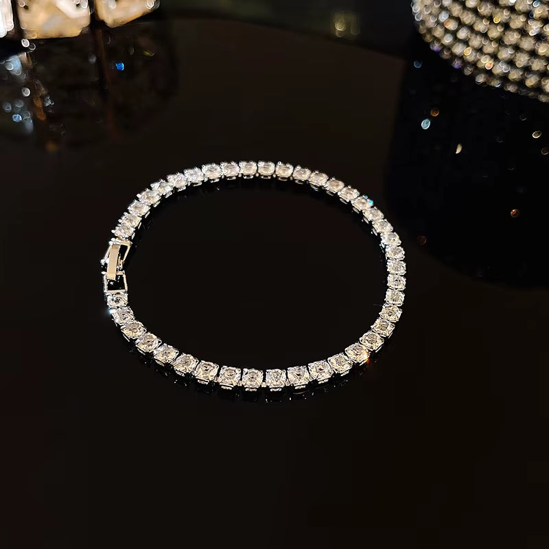 Full of Rhinestones Adjustable 18K Gold Plated Stainless Steel Bracelet for Women 2022 New Trendy Square Zircon Bracelet Jewelry