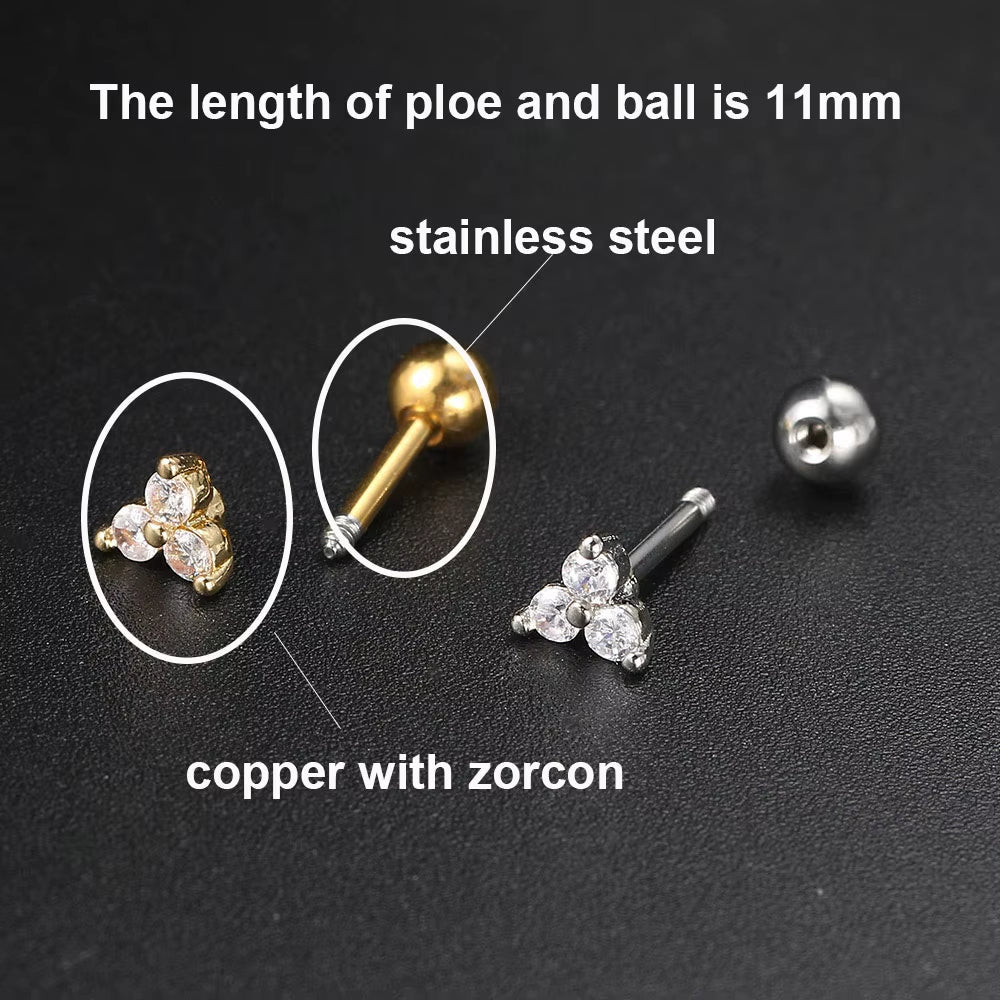 1PC Tragus Rook Helix Piercing for Women Zirconia Moon Heart Butterfly Lobaxe Cartilage Ear Percing Chain Drop Earring Jewelry