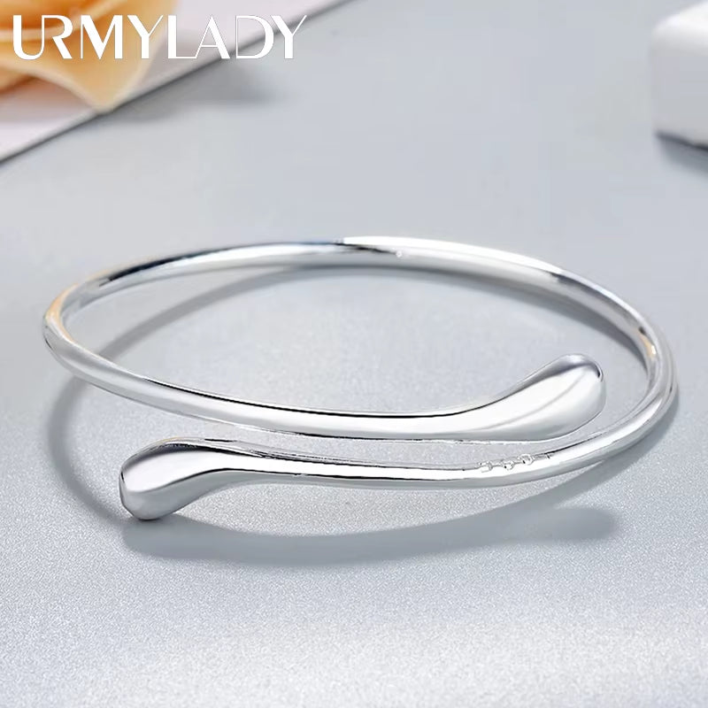 Charm 925 Sterling Silver Bracelets for Women Fine Water Droplets Bangles Lady Fashion Wedding Party Christmas Gift Jewelry