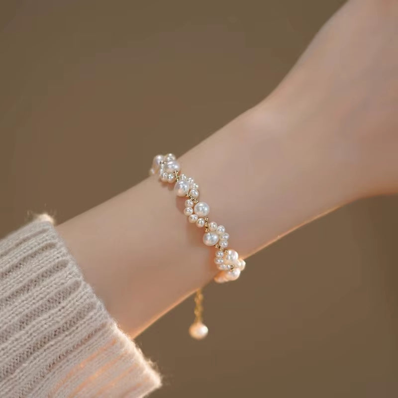 Cute Animal Paw Bracelet for Women Gold Color French Retro Pearl Bracelet Jewelry Best Gift for Friends Sister