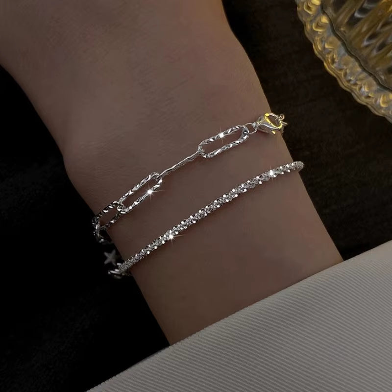 Full of Rhinestones Adjustable 18K Gold Plated Stainless Steel Bracelet for Women 2022 New Trendy Square Zircon Bracelet Jewelry