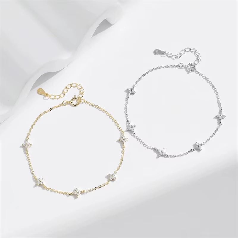 2024 New Crystal Flower Stainless Steel Bracelet Women Fashion Personality Korean Bracelet Jewelry Accessories Anniversary Gift