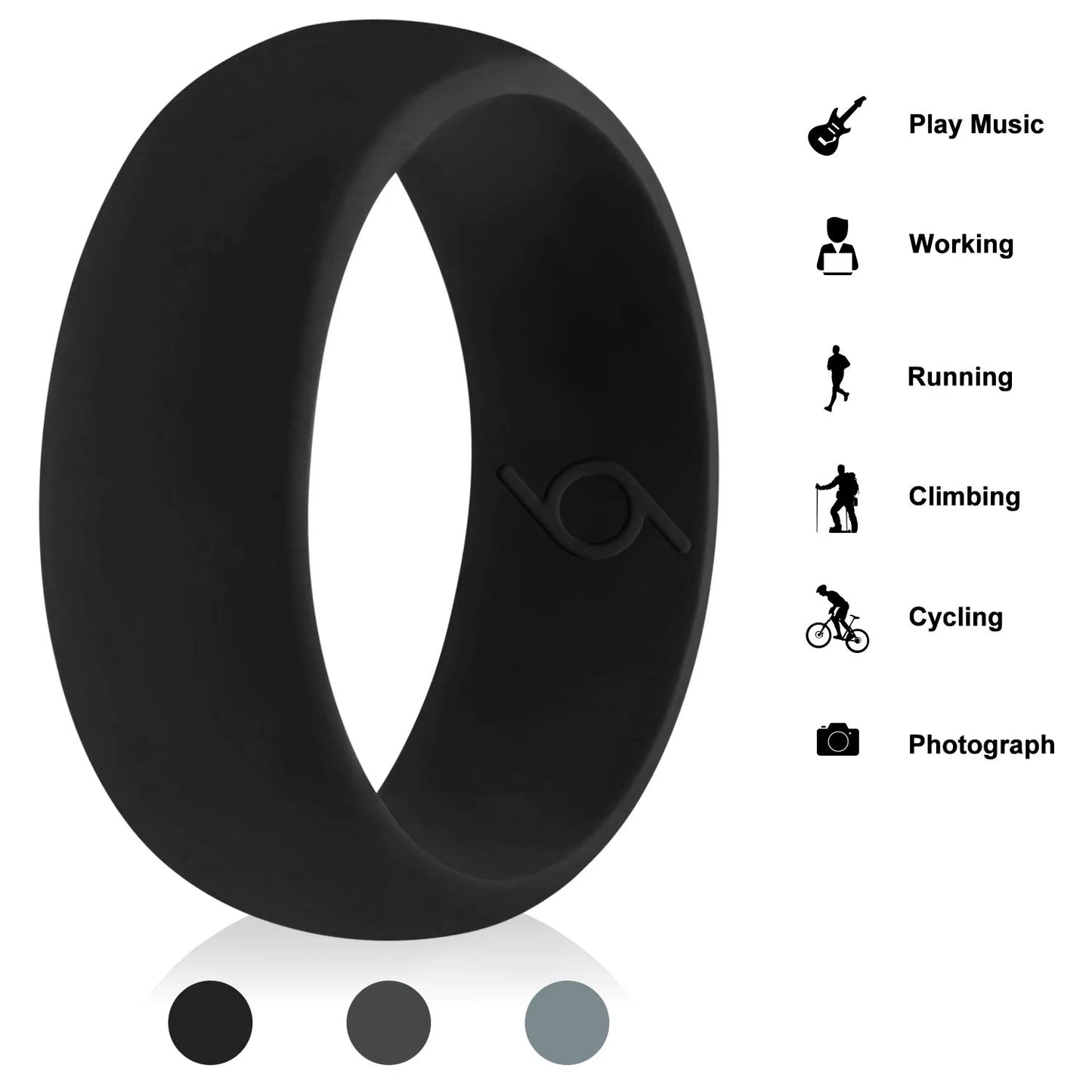 Geedyn 8Mm 6-12 Size 3 Colour Set Silicone Ring Man