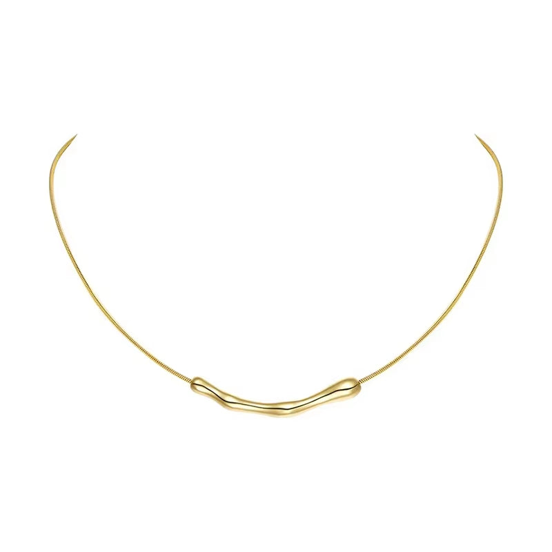 European and American Fashion Simple Stainless Steel Gold Color Collarbone Chain for Women’S Fashion Short Necklaces Jewelry